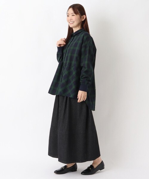 one'sterrace(ワンズテラス)の「コットンツイル チェック柄チュニックシャツ(シャツ/ブラウス・レディース・グレー系その他7/ベージュ系8/ネイビー系5・02)」の12枚目の写真