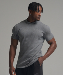 マッスルフィットモックネック半袖Tシャツ - グレー
