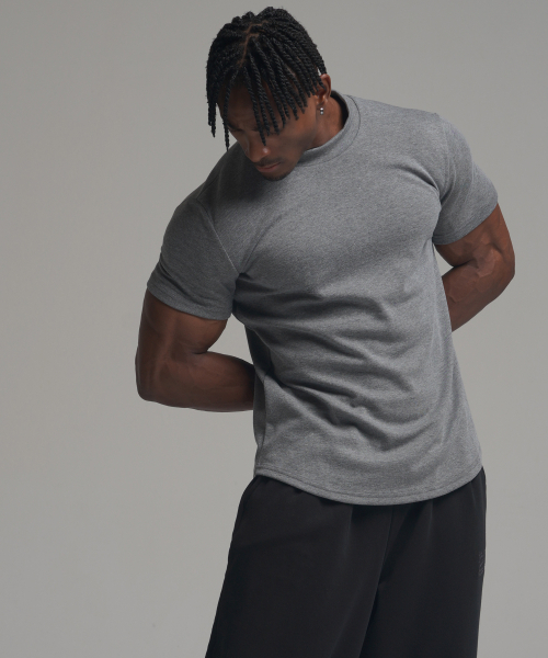 PHERMENON(フェルメノン)の「マッスルフィットモックネック半袖Tシャツ - グレー(Tシャツ/カットソー・メンズ・その他・1/2/3)」の4枚目の写真