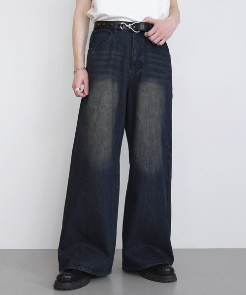 LILL(リル)の「【13oz】ヴィンテージウォッシュワイドフレアデニム(デニムパンツ・メンズ・ブルー/グレイッシュブルー/ブラック/ブラウン・S/M/L/XL)」の3枚目の写真