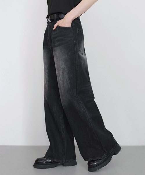 LILL(リル)の「【13oz】ヴィンテージウォッシュワイドフレアデニム(デニムパンツ・メンズ・ブルー/グレイッシュブルー/ブラック/ブラウン・S/M/L/XL)」の6枚目の写真