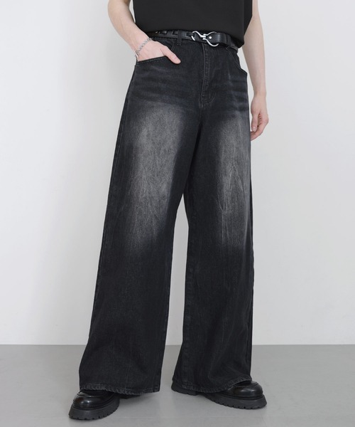 LILL(リル)の「【13oz】ヴィンテージウォッシュワイドフレアデニム(デニムパンツ・メンズ・ブルー/グレイッシュブルー/ブラック/ブラウン・S/M/L/XL)」の5枚目の写真