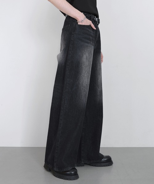 LILL(リル)の「【13oz】ヴィンテージウォッシュワイドフレアデニム(デニムパンツ・メンズ・ブルー/グレイッシュブルー/ブラック/ブラウン・S/M/L/XL)」の8枚目の写真