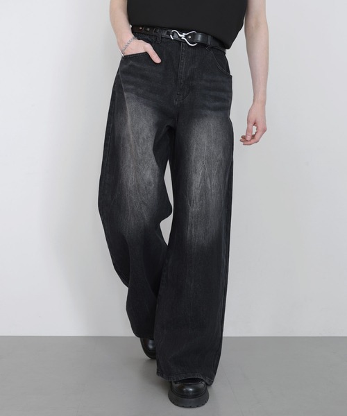 LILL(リル)の「【13oz】ヴィンテージウォッシュワイドフレアデニム(デニムパンツ・メンズ・ブルー/グレイッシュブルー/ブラック/ブラウン・S/M/L/XL)」の9枚目の写真