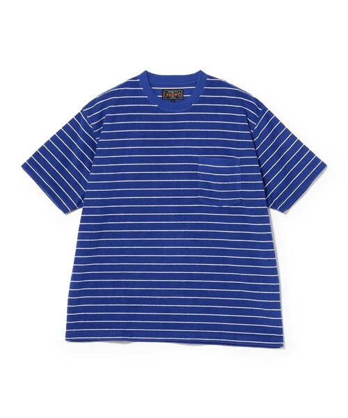 BEAMS PLUS(ビームスプラス)の「Pocket Tee Pile Stripe(Tシャツ/カットソー・メンズ・ブルー/ホワイト/イエロー・SMALL/MEDIUM/LARGE/XX-LARGE/X-LARGE)」の7枚目の写真