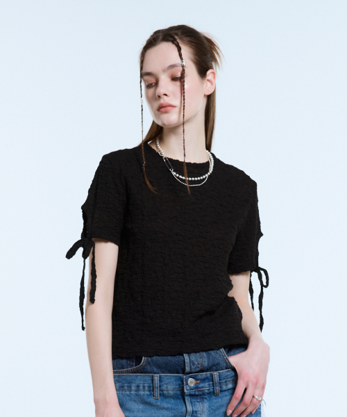 LARTIGENT(ラーティゼン)の「L11 SHIRRING T-SHIRT(BLACK)(Tシャツ/カットソー・レディース・その他・FREE)」の2枚目の写真