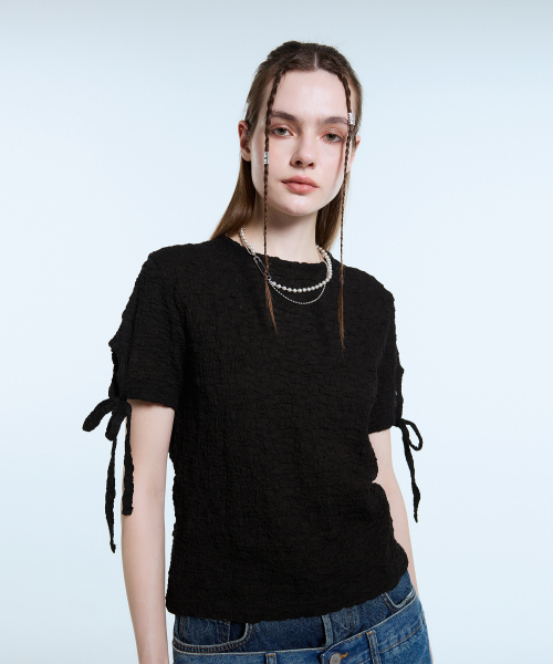 LARTIGENT(ラーティゼン)の「L11 SHIRRING T-SHIRT(BLACK)(Tシャツ/カットソー・レディース・その他・FREE)」の4枚目の写真