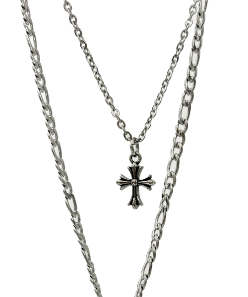 SK8ER ROCK（スケーターロック）の「Surgical Steel Double Layered Necklace ((Steel))（ネックレス・レディース・その他・FREE）」の2枚目の写真