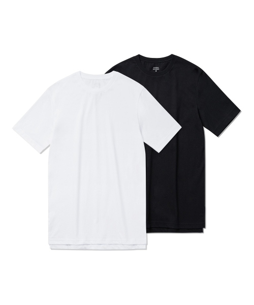 MUSINSA STANDARD(ムシンサスタンダード)の「レイヤードクルーネック半袖Tシャツ_ロング丈2パック(Tシャツ/カットソー・レディース・その他・S/XS/M)」の1枚目の写真