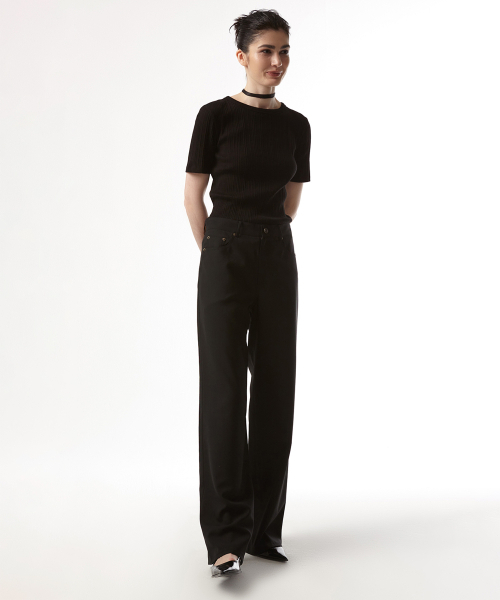 EAN JO(イアンジョー)の「SUMMER WOOL LOW WAIST LARGE PANTS (BLACK)(スラックス・レディース・ブラック・34inch/36inch)」の4枚目の写真