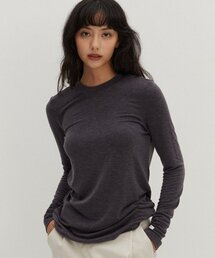 ウールライクベーシックTシャツチャコール