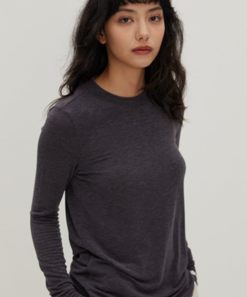 RAVEROUS(レイバーロス)の「ウールライクベーシックTシャツチャコール(Tシャツ/カットソー・レディース・その他・1)」の3枚目の写真