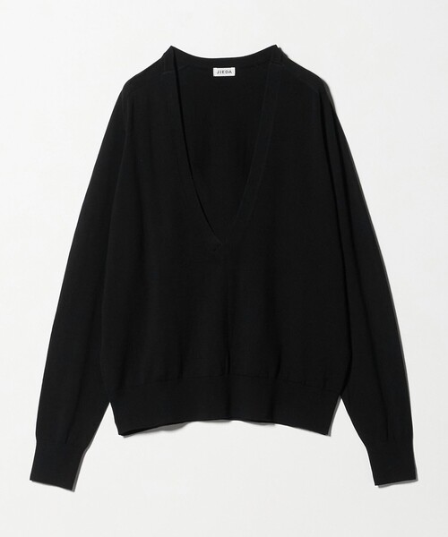 Jieda（ジエダ）の「＜JIEDA＞コットン シルク Vネック ニット（ニット/セーター・メンズ・ダークブラウン/ブラック・2/1）」の2枚目の写真