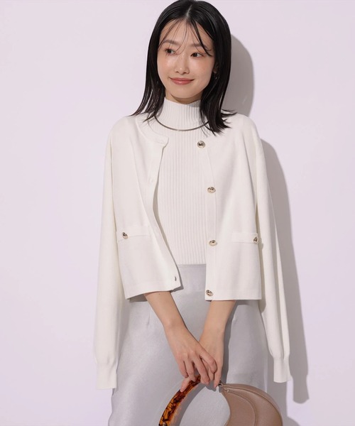 Mystrada（マイストラーダ）の「金釦ニットアンサンブル（ニット/セーター・レディース・ピンクベージュ/グリーン系その他2/ホワイト/ネイビー/ブラック・38）」の2枚目の写真