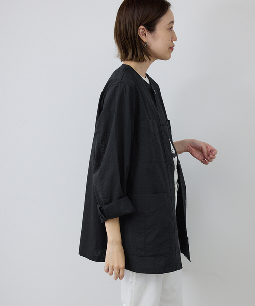 SLOBE IENA（スローブイエナ）の「《追加》ノーカラーサファリブルゾン（その他アウター・レディース・ブラック/カーキ・FREE）」の6枚目の写真