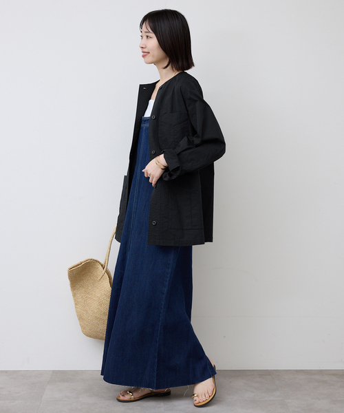 SLOBE IENA（スローブイエナ）の「《追加》ノーカラーサファリブルゾン（その他アウター・レディース・ブラック/カーキ・FREE）」の9枚目の写真