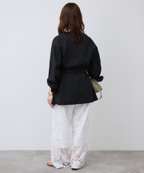 SLOBE IENA（スローブイエナ）の「《追加》ノーカラーサファリブルゾン（その他アウター・レディース・ブラック/カーキ・FREE）」の12枚目の写真