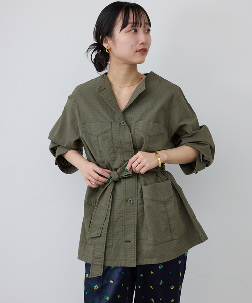 SLOBE IENA（スローブイエナ）の「《追加》ノーカラーサファリブルゾン（その他アウター・レディース・ブラック/カーキ・FREE）」の22枚目の写真