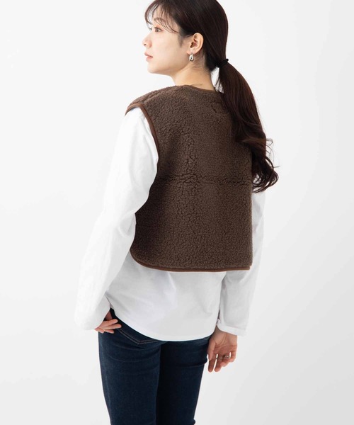 COLD BREAKER（コールドブレーカー）の「COLD BREAKER SHORT LENGTH VEST  CAMINO  コールドブレイカー ショート丈ベスト（ベスト・レディース・シルバーグレー/チョコ/ナチュラル/チャコールグレー/オフホワイト/ブラック/ライトベージュ/ブラウン・MEDIUM/SMALL/X-SMALL/LARGE）」の6枚目の写真