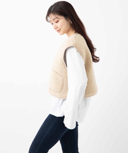 COLD BREAKER（コールドブレーカー）の「COLD BREAKER SHORT LENGTH VEST  CAMINO  コールドブレイカー ショート丈ベスト（ベスト・レディース・シルバーグレー/チョコ/ナチュラル/チャコールグレー/オフホワイト/ブラック/ライトベージュ/ブラウン・MEDIUM/SMALL/X-SMALL/LARGE）」の7枚目の写真