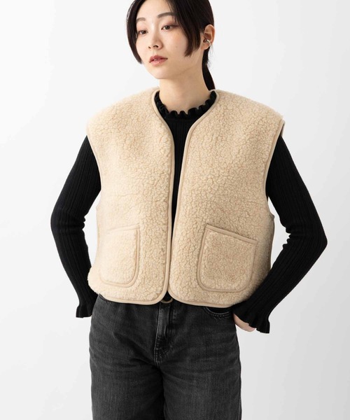 COLD BREAKER（コールドブレーカー）の「COLD BREAKER SHORT LENGTH VEST  CAMINO  コールドブレイカー ショート丈ベスト（ベスト・レディース・シルバーグレー/チョコ/ナチュラル/チャコールグレー/オフホワイト/ブラック/ライトベージュ/ブラウン・MEDIUM/SMALL/X-SMALL/LARGE）」の8枚目の写真
