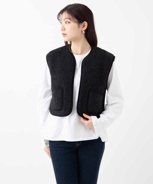 COLD BREAKER（コールドブレーカー）の「COLD BREAKER SHORT LENGTH VEST  CAMINO  コールドブレイカー ショート丈ベスト（ベスト・レディース・シルバーグレー/チョコ/ナチュラル/チャコールグレー/オフホワイト/ブラック/ライトベージュ/ブラウン・MEDIUM/SMALL/X-SMALL/LARGE）」の3枚目の写真