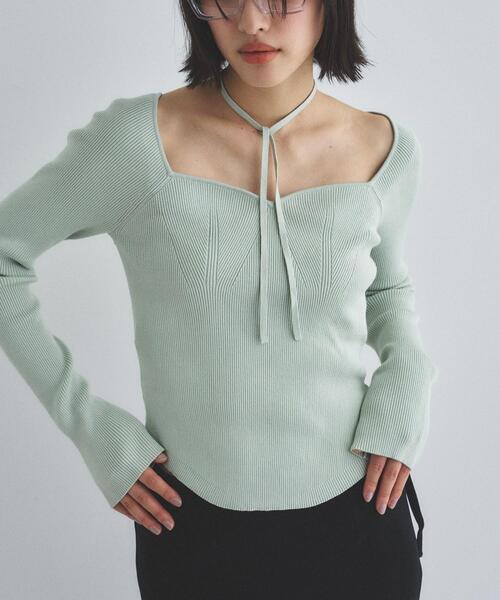 CODE A(コードエー)の「square fit knit(ニット/セーター・レディース・ライトグリーン/オフホワイト/グレー・00)」の3枚目の写真