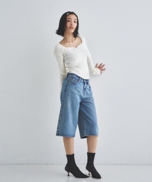 CODE A(コードエー)の「square fit knit(ニット/セーター・レディース・ライトグリーン/オフホワイト/グレー・00)」の6枚目の写真