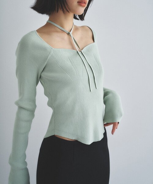 CODE A(コードエー)の「square fit knit(ニット/セーター・レディース・ライトグリーン/オフホワイト/グレー・00)」の8枚目の写真