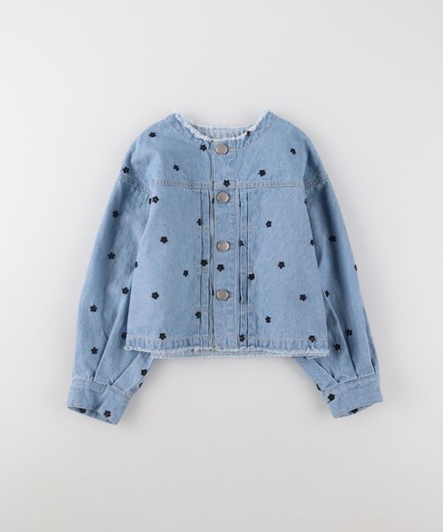 EDWIN（エドウィン）の「【Ou? by EDWIN】お花刺繍デニムジャケット（デニムジャケット・キッズ・サックスブルー/ブルー・90/150/100/110/130/120/140）」の3枚目の写真