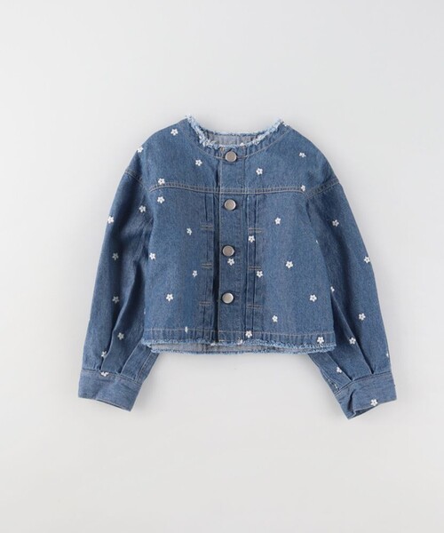 EDWIN（エドウィン）の「【Ou? by EDWIN】お花刺繍デニムジャケット（デニムジャケット・キッズ・サックスブルー/ブルー・90/150/100/110/130/120/140）」の6枚目の写真