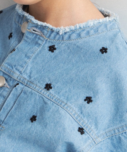 EDWIN（エドウィン）の「【Ou? by EDWIN】お花刺繍デニムジャケット（デニムジャケット・キッズ・サックスブルー/ブルー・90/150/100/110/130/120/140）」の15枚目の写真
