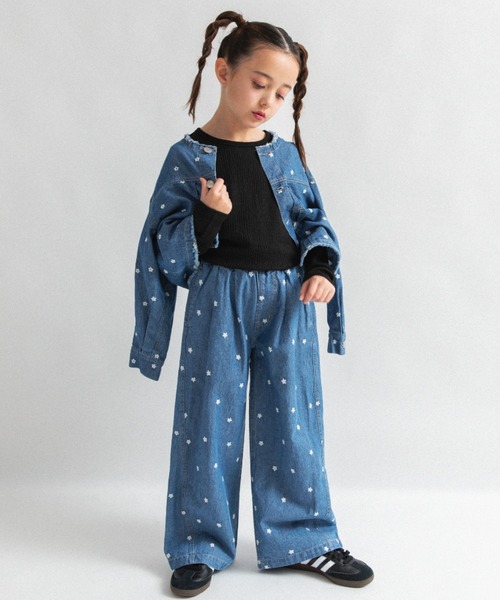 EDWIN（エドウィン）の「【Ou? by EDWIN】お花刺繍デニムジャケット（デニムジャケット・キッズ・サックスブルー/ブルー・90/150/100/110/130/120/140）」の16枚目の写真