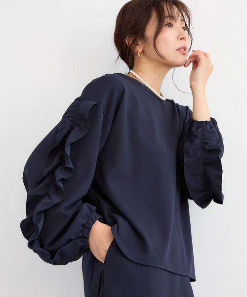 BARNYARDSTORM(バンヤードストーム)の「BARNYARDSTORM / 袖フリルブラウス / マシンウォッシャブル <セットアップ対応>(シャツ/ブラウス・レディース・ホワイト/ネイビー・FREE)」の22枚目の写真