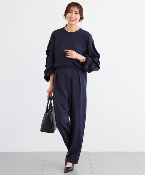 BARNYARDSTORM(バンヤードストーム)の「BARNYARDSTORM / 袖フリルブラウス / マシンウォッシャブル <セットアップ対応>(シャツ/ブラウス・レディース・ホワイト/ネイビー・FREE)」の5枚目の写真