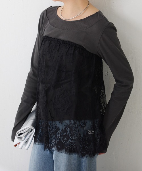 COLLAGE GALLARDAGALANTE（コラージュガリャルダガランテ）の「レースレイヤードミニ（スカート・レディース・ブラック/ホワイト・FREE）」の2枚目の写真