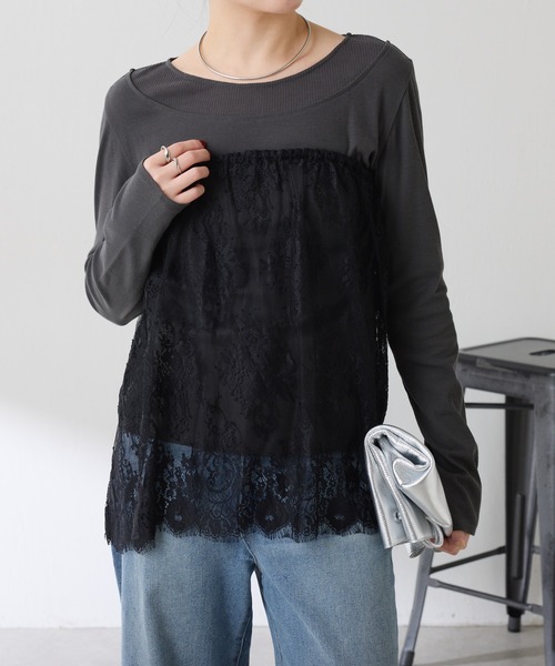 COLLAGE GALLARDAGALANTE（コラージュガリャルダガランテ）の「レースレイヤードミニ（スカート・レディース・ブラック/ホワイト・FREE）」の7枚目の写真