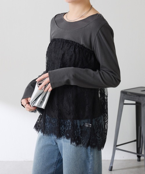 COLLAGE GALLARDAGALANTE（コラージュガリャルダガランテ）の「レースレイヤードミニ（スカート・レディース・ブラック/ホワイト・FREE）」の8枚目の写真