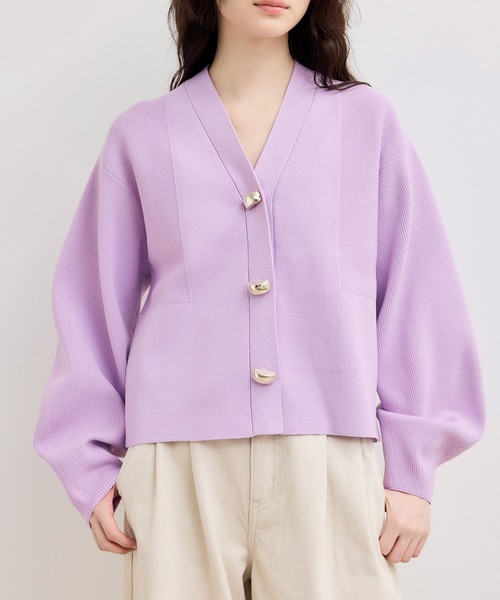 ADAM ET ROPE'（アダムエロペ）の「【WEB限定】・【サステナブル】セレクトネックカーディガン（カーディガン/ボレロ・レディース・オフホワイト/チャコールグレー/ブルー系その他2/ラベンダー/ネイビー/キナリ・FREE）」の21枚目の写真