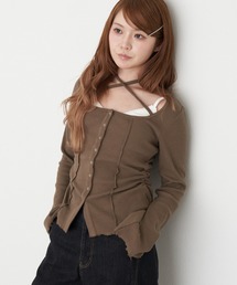 RAY CASSIN（レイカズン）の「【マルチウェイ】釦開き袖フレアクロス紐ロンT / カーディガン（Tシャツ/カットソー）」