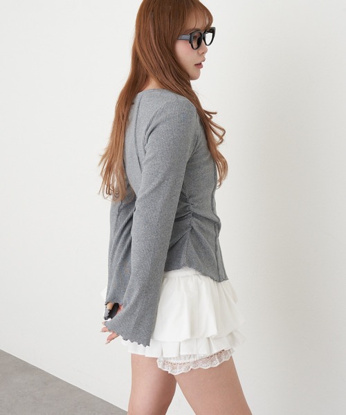 RAY CASSIN（レイカズン）の「釦開き袖フレアクロス紐ロンT（カーディガン/ボレロ・レディース・ベージュ/アイボリー/ブラウン系その他2/チャコールグレー・FREE）」の18枚目の写真