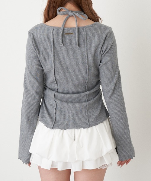 RAY CASSIN（レイカズン）の「釦開き袖フレアクロス紐ロンT（カーディガン/ボレロ・レディース・ベージュ/アイボリー/ブラウン系その他2/チャコールグレー・FREE）」の12枚目の写真