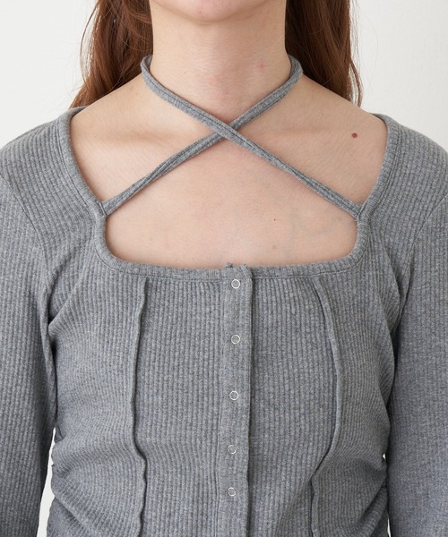 RAY CASSIN（レイカズン）の「釦開き袖フレアクロス紐ロンT（カーディガン/ボレロ・レディース・ベージュ/アイボリー/ブラウン系その他2/チャコールグレー・FREE）」の13枚目の写真