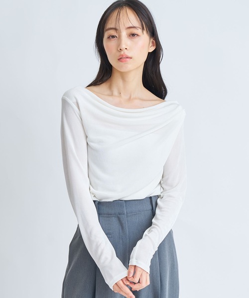 NOELA（ノエラ）の「シアードレープカットソー（Tシャツ/カットソー・レディース・ブラック/オフホワイト/イエロー・フリー）」の2枚目の写真