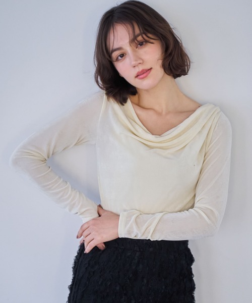 NOELA（ノエラ）の「シアードレープカットソー（Tシャツ/カットソー・レディース・ブラック/オフホワイト/イエロー・フリー）」の3枚目の写真