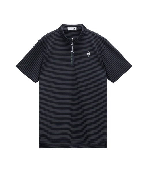 le coq sportif GOLF(ルコックスポルティフゴルフ)の「【le coq sportif GOLF】吸汗速乾/消臭/UV CUT(UPF30)/遮熱/ストレッチ ミニボーダー柄半袖ハーフジップシャツ ゴルフウェア(Tシャツ/カットソー・メンズ・ホワイト/ネイビー・3L/XL/L/M)」の1枚目の写真