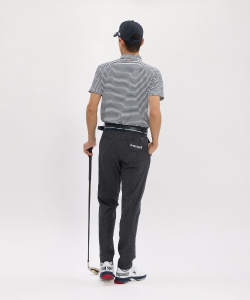 le coq sportif GOLF(ルコックスポルティフゴルフ)の「【le coq sportif GOLF】吸汗速乾/消臭/UV CUT(UPF30)/遮熱/ストレッチ ミニボーダー柄半袖ハーフジップシャツ ゴルフウェア(Tシャツ/カットソー・メンズ・ホワイト/ネイビー・3L/XL/L/M)」の8枚目の写真