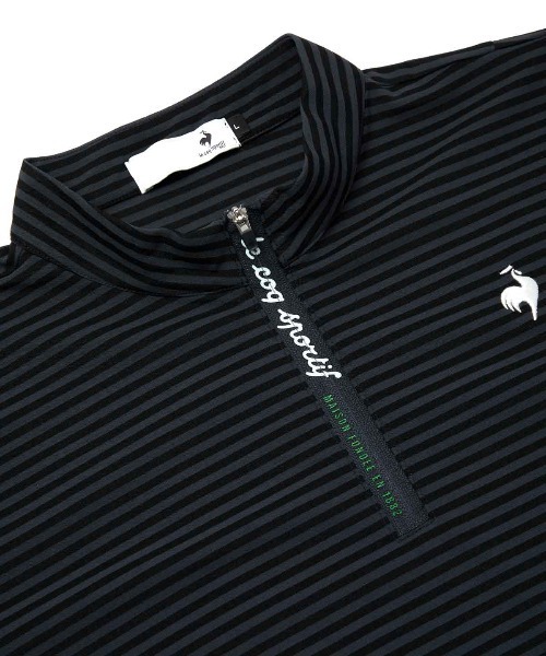 le coq sportif GOLF(ルコックスポルティフゴルフ)の「【le coq sportif GOLF】吸汗速乾/消臭/UV CUT(UPF30)/遮熱/ストレッチ ミニボーダー柄半袖ハーフジップシャツ ゴルフウェア(Tシャツ/カットソー・メンズ・ホワイト/ネイビー・3L/XL/L/M)」の10枚目の写真