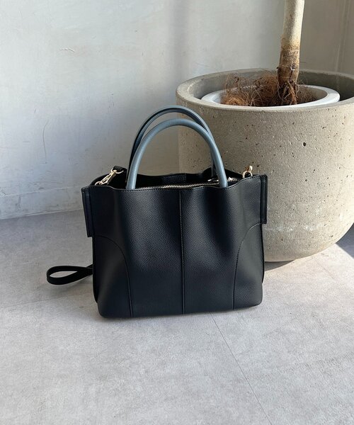 un dix cors（アンディコール）の「フェイクレザーコンパクトバッグ（トートバッグ・レディース・グレー/アイボリー/ブラック・FREE）」の20枚目の写真