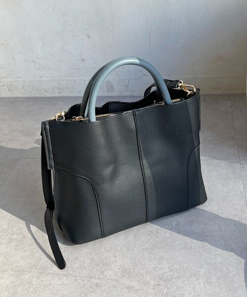 un dix cors（アンディコール）の「フェイクレザーコンパクトバッグ（トートバッグ・レディース・グレー/アイボリー/ブラック・FREE）」の13枚目の写真